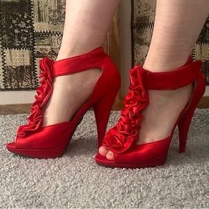 Betsey Johnson Red Frill Heels